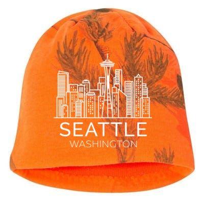 Seattle Washington Downtown Skyline Funny Gift Souvenir Funny Gift Kati - Camo Knit Beanie