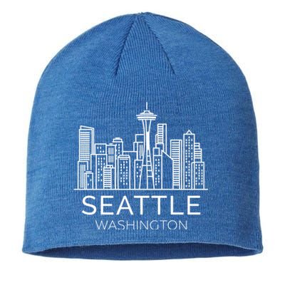 Seattle Washington Downtown Skyline Funny Gift Souvenir Funny Gift Sustainable Beanie