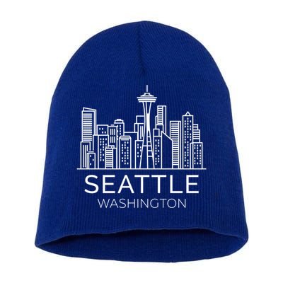 Seattle Washington Downtown Skyline Funny Gift Souvenir Funny Gift Short Acrylic Beanie