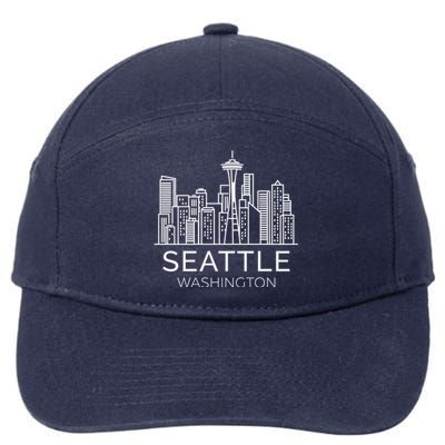 Seattle Washington Downtown Skyline Funny Gift Souvenir Funny Gift 7-Panel Snapback Hat