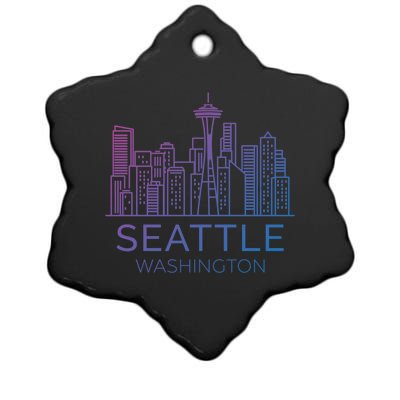 Seattle Washington Downtown Skyline Funny Gift Souvenir Funny Gift Ceramic Star Ornament