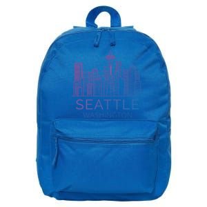 Seattle Washington Downtown Skyline Funny Gift Souvenir Funny Gift 16 in Basic Backpack