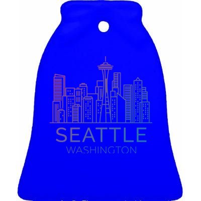 Seattle Washington Downtown Skyline Funny Gift Souvenir Funny Gift Ceramic Bell Ornament