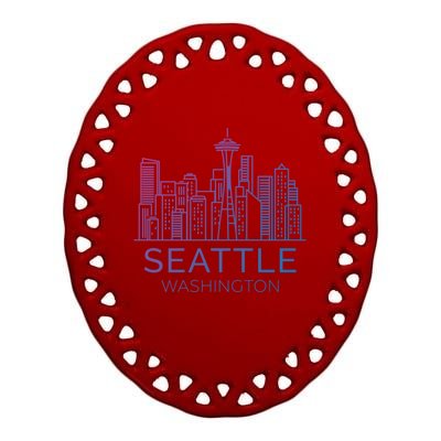 Seattle Washington Downtown Skyline Funny Gift Souvenir Funny Gift Ceramic Oval Ornament