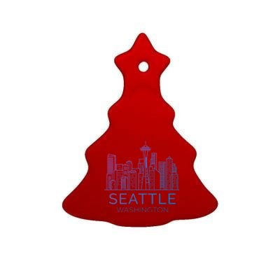 Seattle Washington Downtown Skyline Funny Gift Souvenir Funny Gift Ceramic Tree Ornament