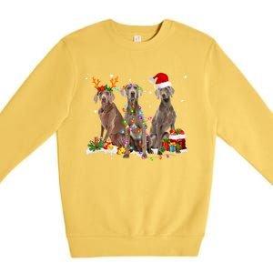 Santa Weimaraner Dog Gorgeous Reindeer Christmas Pajama Great Gift Premium Crewneck Sweatshirt