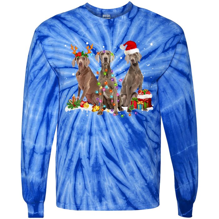 Santa Weimaraner Dog Gorgeous Reindeer Christmas Pajama Great Gift Tie-Dye Long Sleeve Shirt