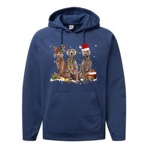 Santa Weimaraner Dog Gorgeous Reindeer Christmas Pajama Great Gift Performance Fleece Hoodie