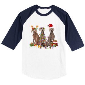 Santa Weimaraner Dog Gorgeous Reindeer Christmas Pajama Great Gift Baseball Sleeve Shirt