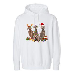 Santa Weimaraner Dog Gorgeous Reindeer Christmas Pajama Great Gift Garment-Dyed Fleece Hoodie