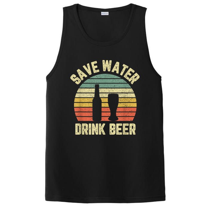 Save Water Drink Beer Retro Funny Beer PosiCharge Competitor Tank