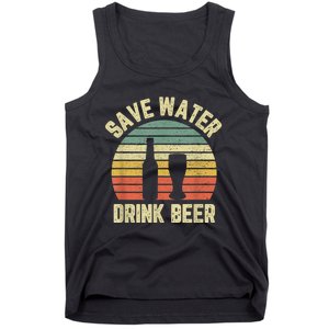 Save Water Drink Beer Retro Funny Beer Tank Top