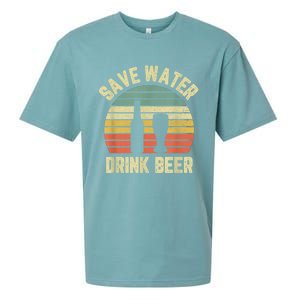 Save Water Drink Beer Retro Funny Beer Sueded Cloud Jersey T-Shirt