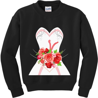 Simple Wedding Dress For Bridal Showers Gift Kids Sweatshirt