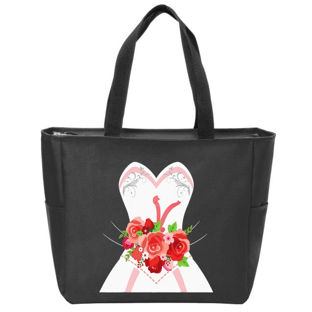 Simple Wedding Dress For Bridal Showers Gift Zip Tote Bag