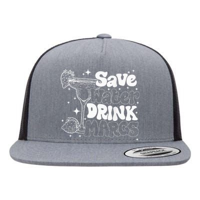 Save Water Drink Margs Alcoholist Tequila Lover Funny Flat Bill Trucker Hat