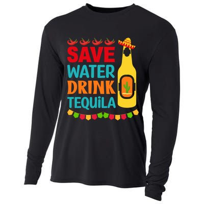 Save Water Drink Tequila Cinco De Mayo Gift Cooling Performance Long Sleeve Crew