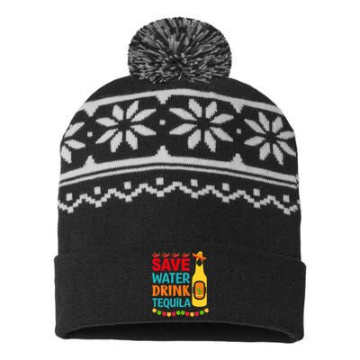 Save Water Drink Tequila Cinco De Mayo Gift USA-Made Snowflake Beanie