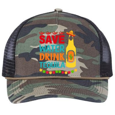 Save Water Drink Tequila Cinco De Mayo Gift Retro Rope Trucker Hat Cap