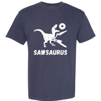 Sawsaurus Woodworker Dinosaurs Carpentry Trex Chainsaw Garment-Dyed Heavyweight T-Shirt