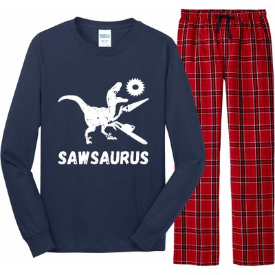 Sawsaurus Woodworker Dinosaurs Carpentry Trex Chainsaw Long Sleeve Pajama Set