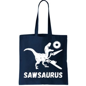 Sawsaurus Woodworker Dinosaurs Carpentry Trex Chainsaw Tote Bag