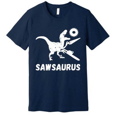 Sawsaurus Woodworker Dinosaurs Carpentry Trex Chainsaw Premium T-Shirt