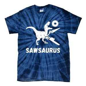 Sawsaurus Woodworker Dinosaurs Carpentry Trex Chainsaw Tie-Dye T-Shirt