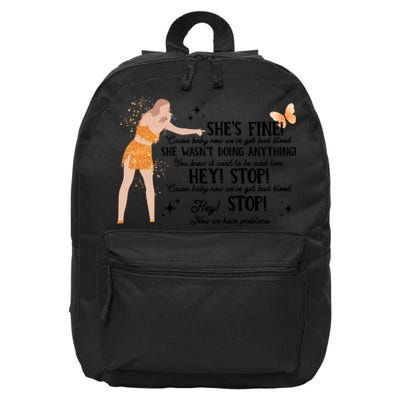 She Wasnt Doing Anything Shes Fine Eras Tour Bad Blood Version 16 in Basic Backpack