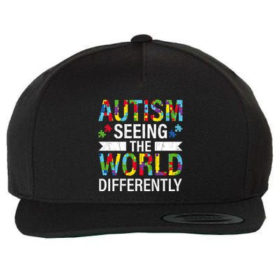 Seeing World Differently Autism Awareness Autistic Graphic Gift Wool Snapback Cap