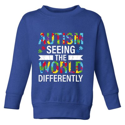 Seeing World Differently Autism Awareness Autistic Graphic Gift Toddler Sweatshirt