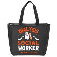 Social Work Dialysis Shirts Halloween Dialysis Social Worker Zip Tote Bag