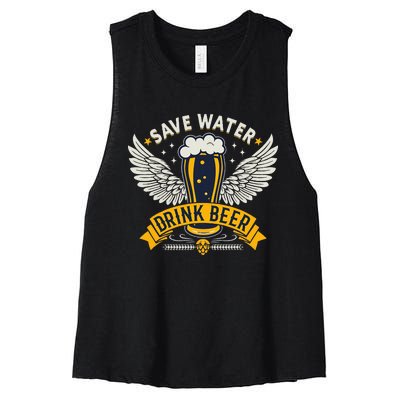 Save Water Drink Beer Women's Racerback Cropped Tank