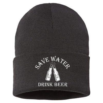 Save Water Drink Beer Sustainable Knit Beanie