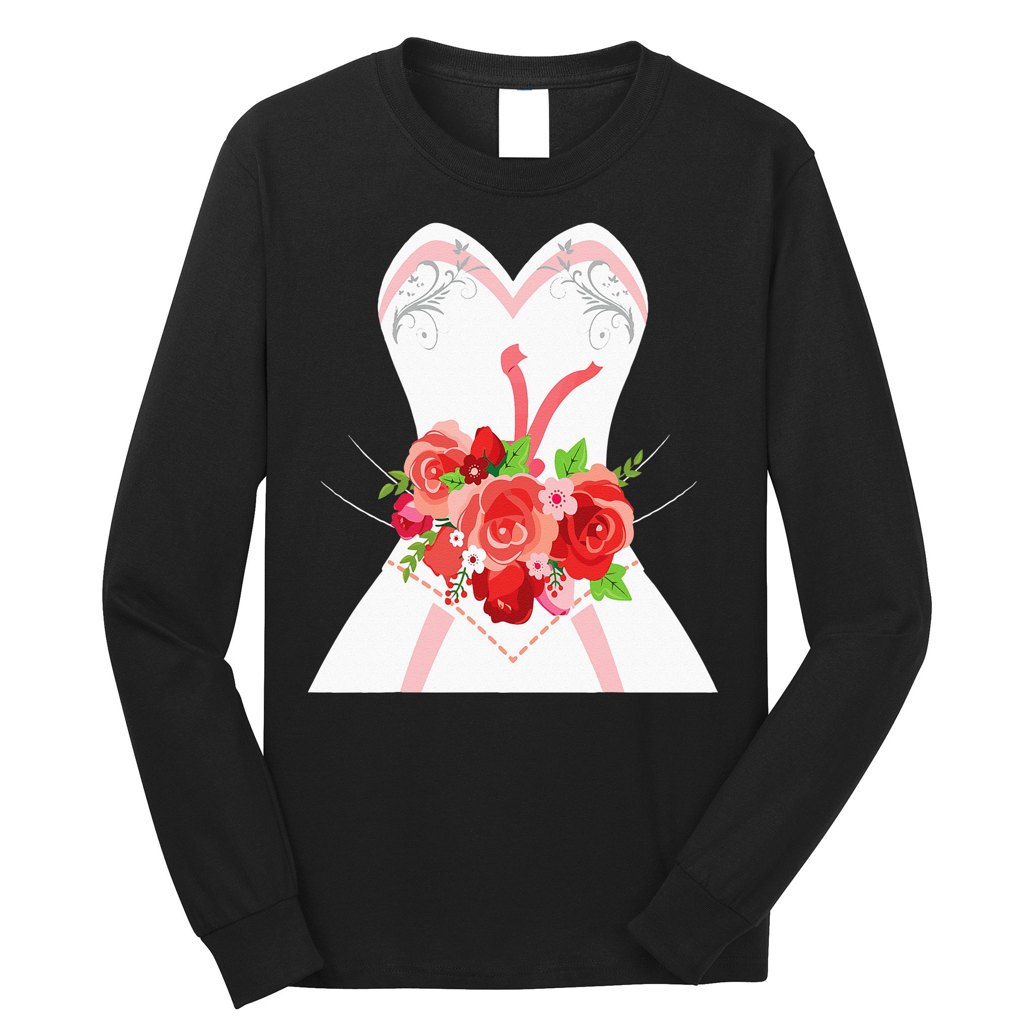 Simple Wedding Dress For Bridal Showers Gift Long Sleeve Shirt
