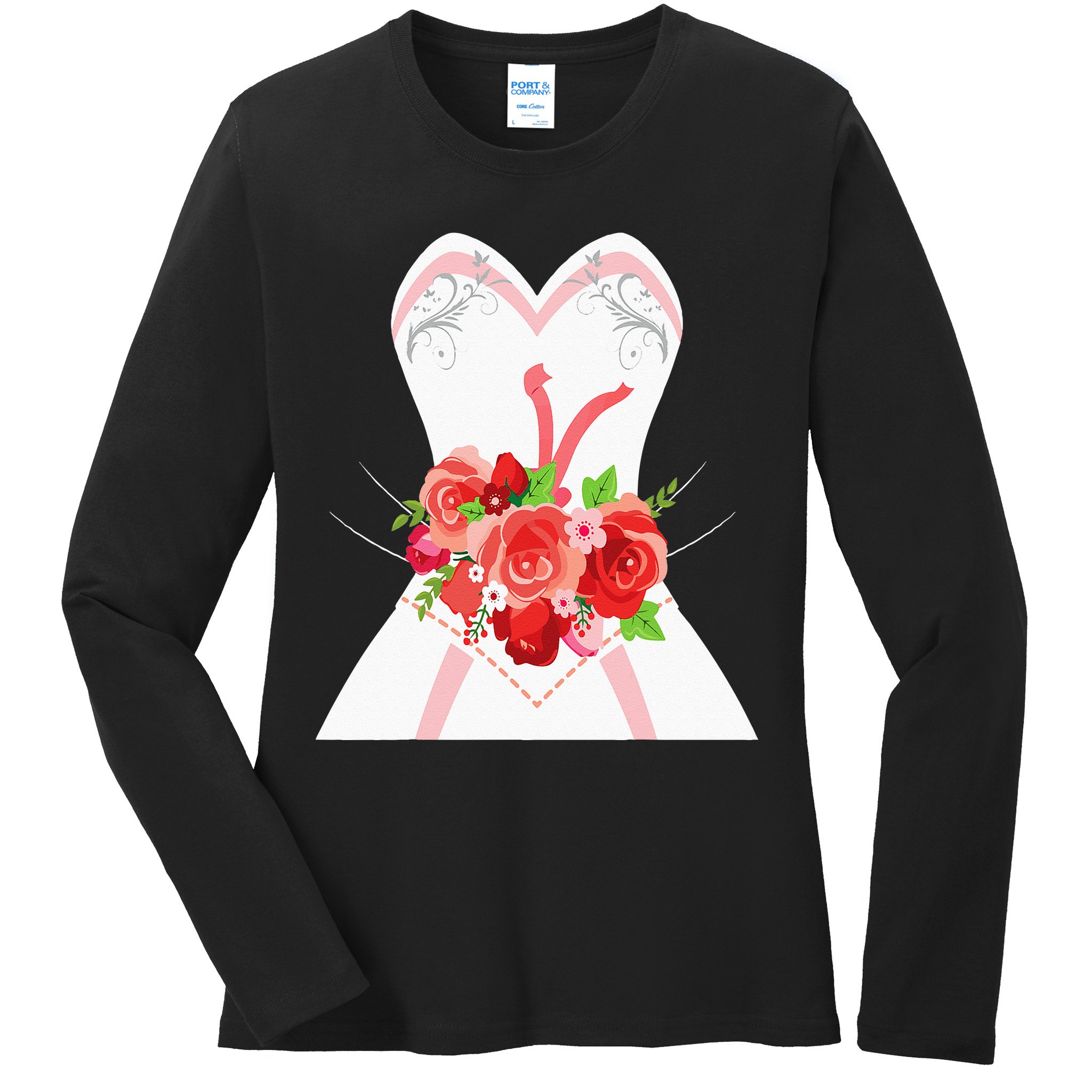Simple Wedding Dress For Bridal Showers Gift Ladies Long Sleeve Shirt