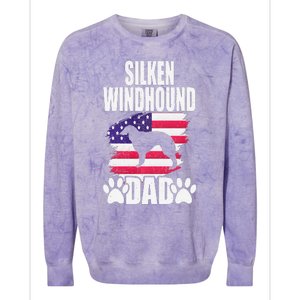 Silken Windhound Dad Dog Lover American Us Flag Colorblast Crewneck Sweatshirt