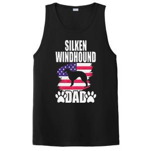 Silken Windhound Dad Dog Lover American Us Flag PosiCharge Competitor Tank