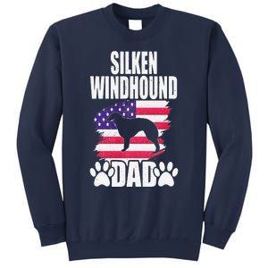 Silken Windhound Dad Dog Lover American Us Flag Sweatshirt