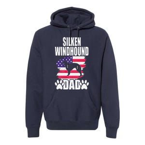 Silken Windhound Dad Dog Lover American Us Flag Premium Hoodie