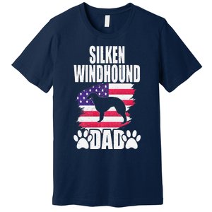 Silken Windhound Dad Dog Lover American Us Flag Premium T-Shirt