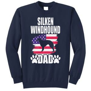 Silken Windhound Dad Dog Lover American Us Flag Tall Sweatshirt