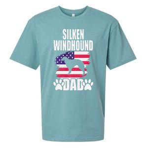 Silken Windhound Dad Dog Lover American Us Flag Sueded Cloud Jersey T-Shirt