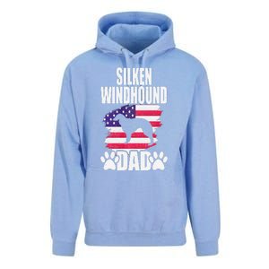 Silken Windhound Dad Dog Lover American Us Flag Unisex Surf Hoodie