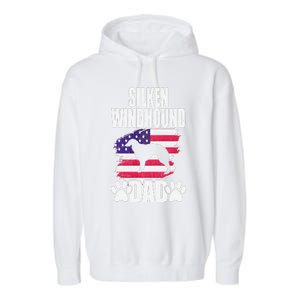 Silken Windhound Dad Dog Lover American Us Flag Garment-Dyed Fleece Hoodie