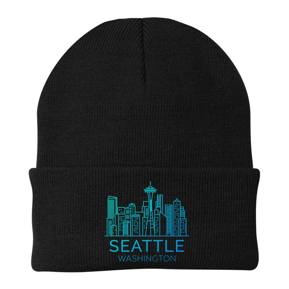 Seattle Washington Downtown Skyline Funny Gift Souvenir Funny Gift Beanie