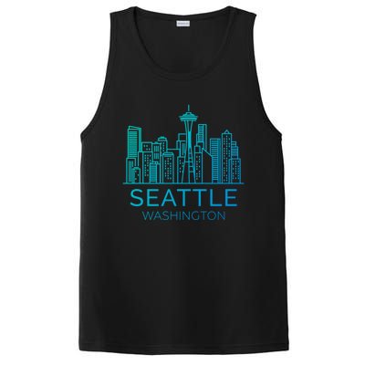 Seattle Washington Downtown Skyline Funny Gift Souvenir Funny Gift PosiCharge Competitor Tank