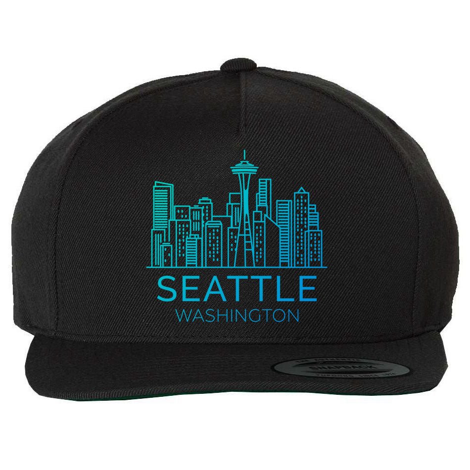 Seattle Washington Downtown Skyline Funny Gift Souvenir Funny Gift Wool Snapback Cap