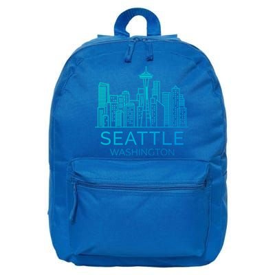 Seattle Washington Downtown Skyline Funny Gift Souvenir Funny Gift 16 in Basic Backpack
