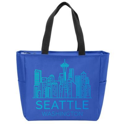 Seattle Washington Downtown Skyline Funny Gift Souvenir Funny Gift Zip Tote Bag